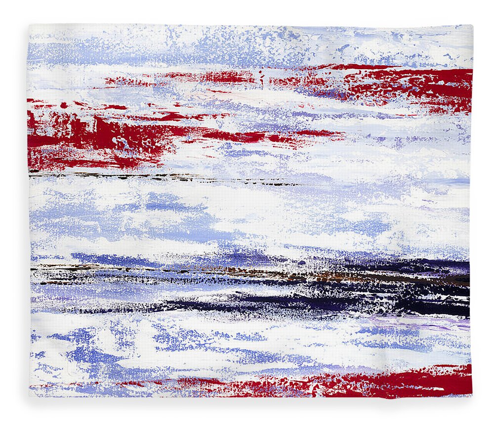 Abstract Fleece Blanket featuring the painting I C Red by Tamara Nelson