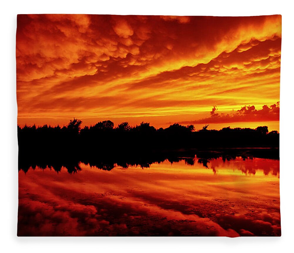 Sunset Fleece Blanket featuring the photograph Fire in the Sky by Jason Politte