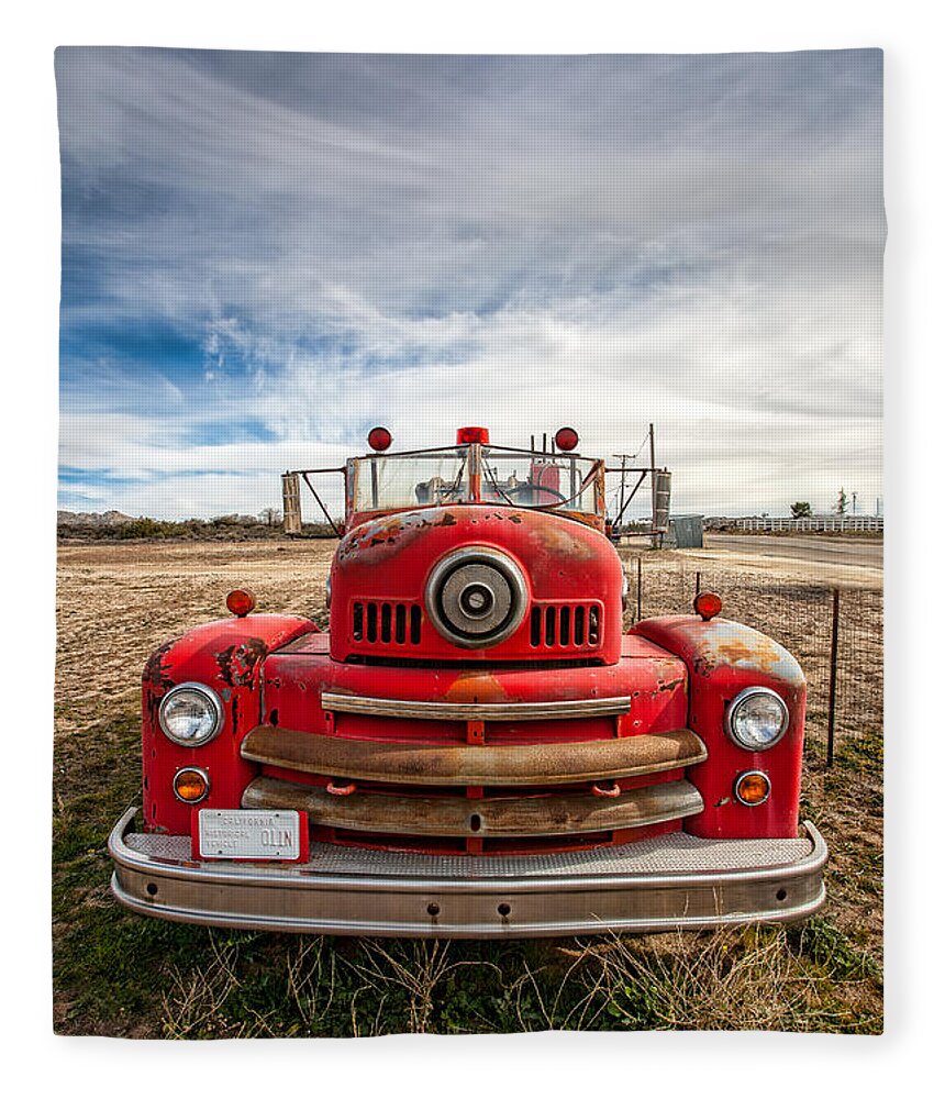 Antique Fleece Blanket featuring the photograph Fire Truck by Peter Tellone