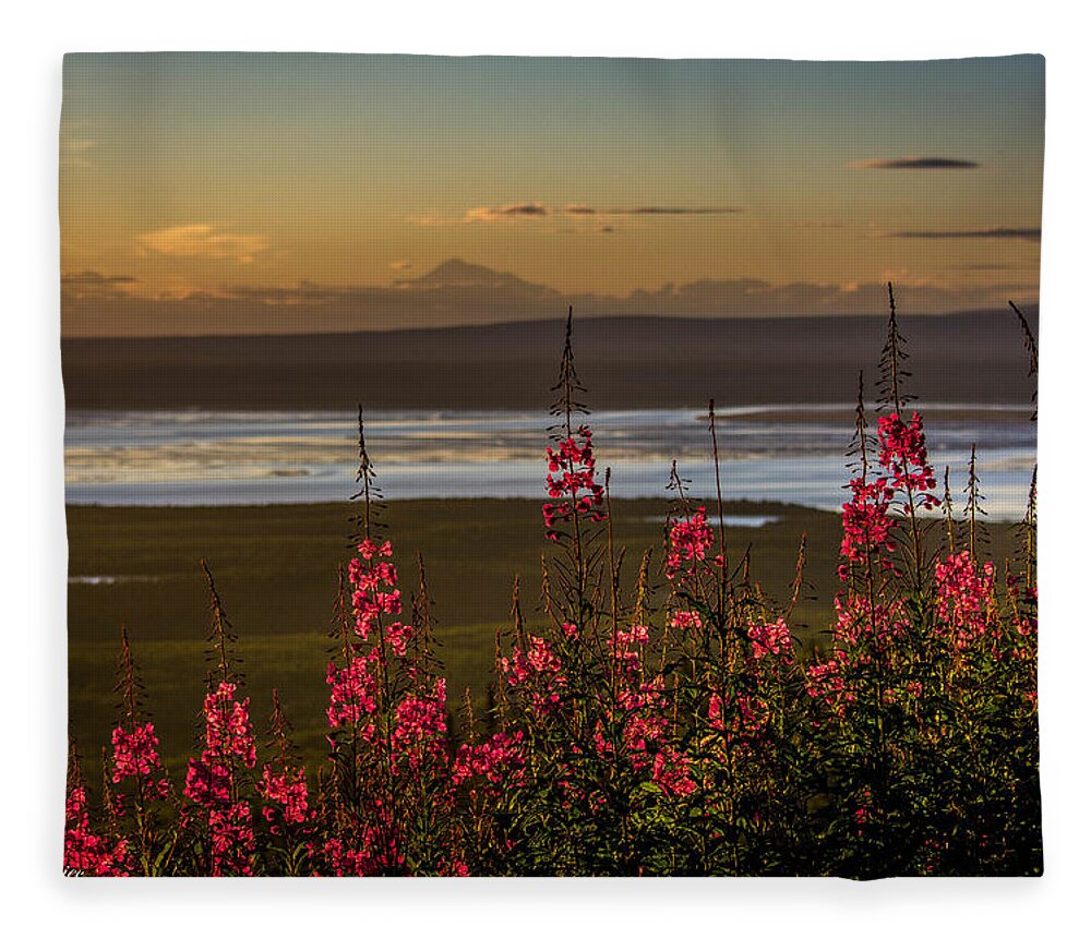 Mckinley Fleece Blanket featuring the photograph Fireweed Sunset by Andrew Matwijec