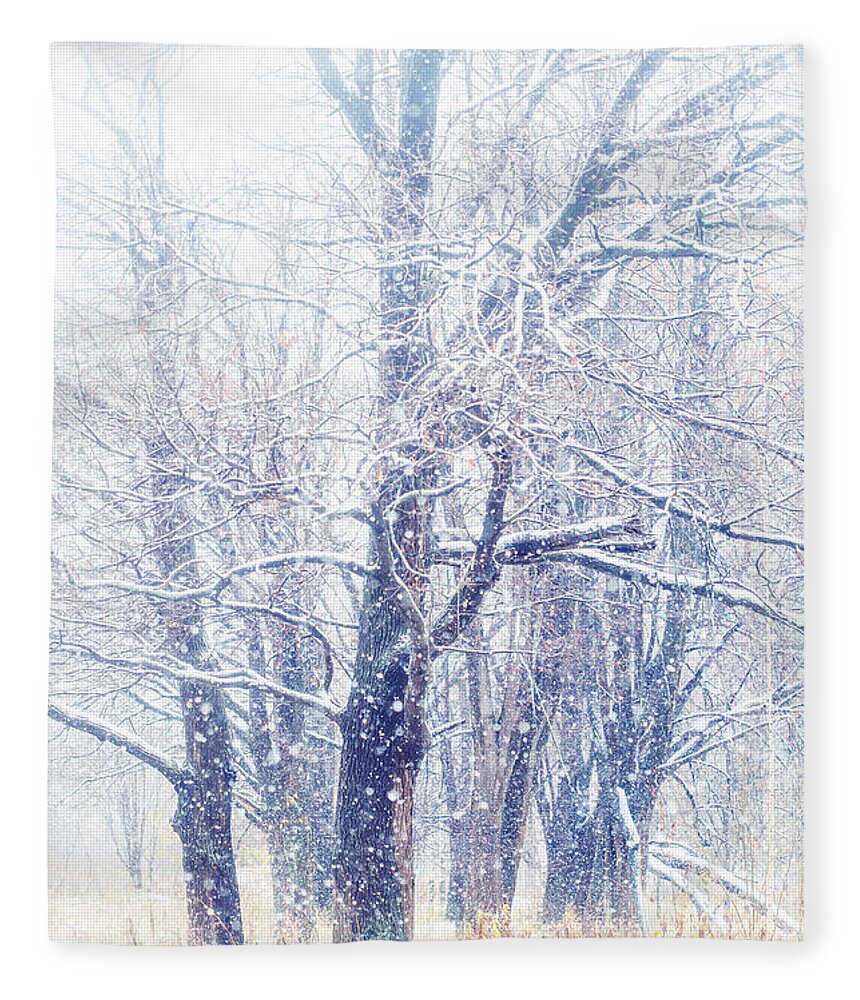 Snow Fleece Blanket featuring the photograph First Snow. Dreamy Wonderland by Jenny Rainbow