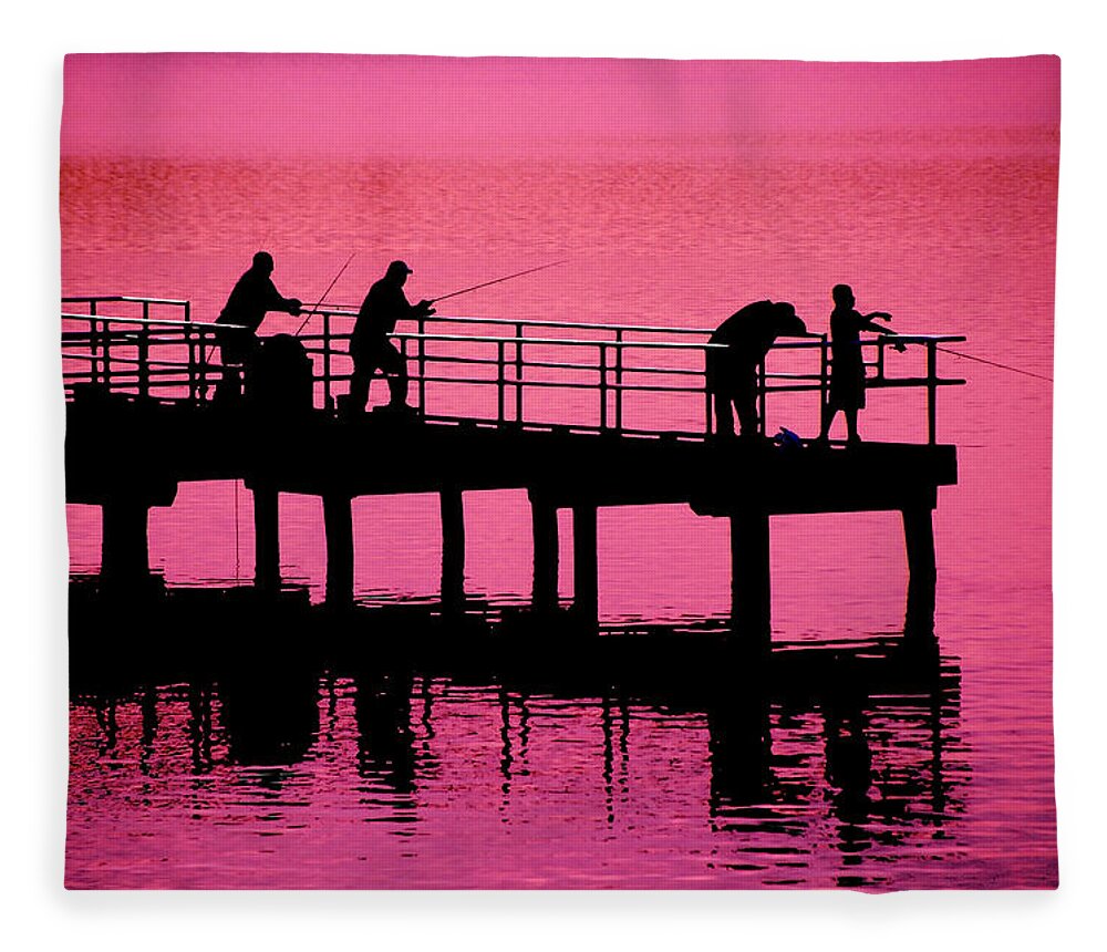Fishermen Fleece Blanket featuring the photograph Fishermen by Raymond Salani III