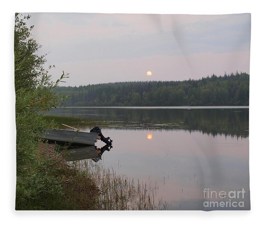 Boat Fleece Blanket featuring the photograph Fishing Tranquility by Vivian Martin