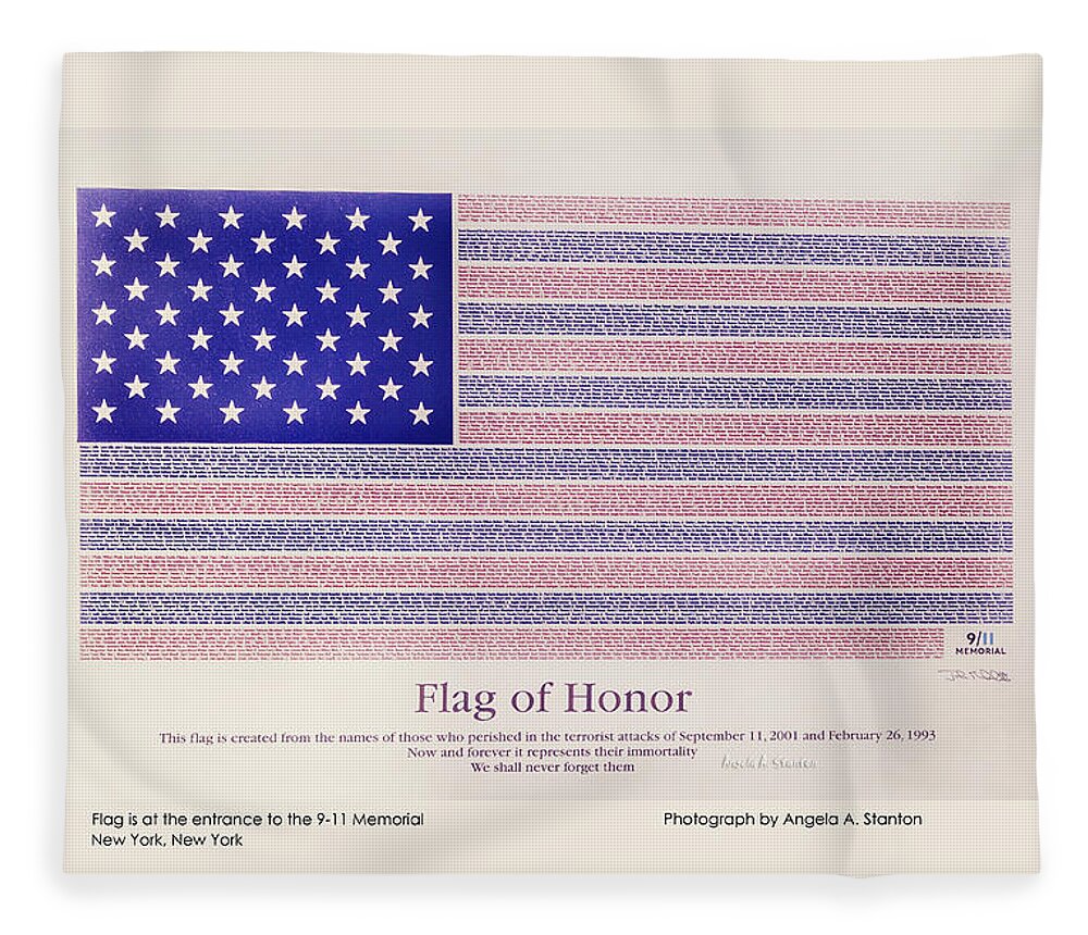 New York Fleece Blanket featuring the photograph Flag of Honor 9-11 Memorial - Poster by Angela Stanton
