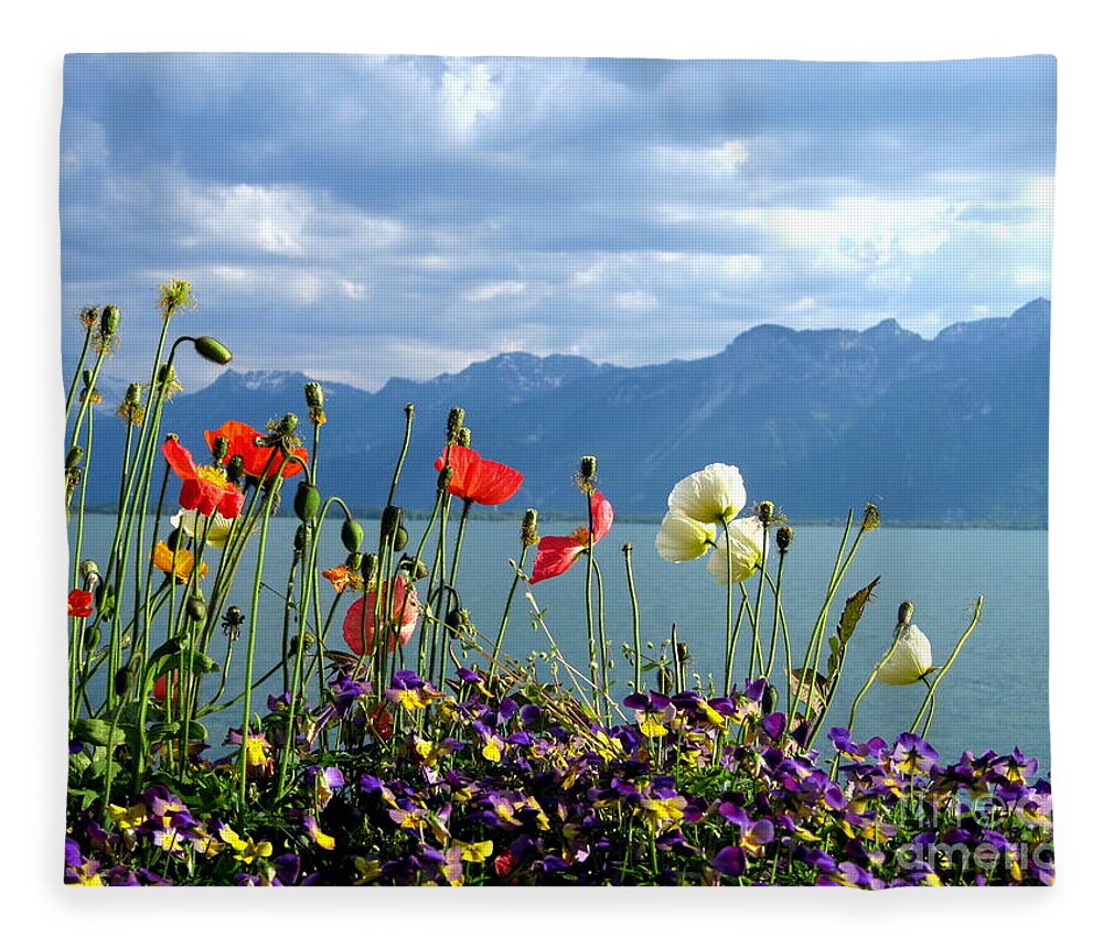 Alps Fleece Blanket featuring the photograph Floral Coast by Amanda Mohler