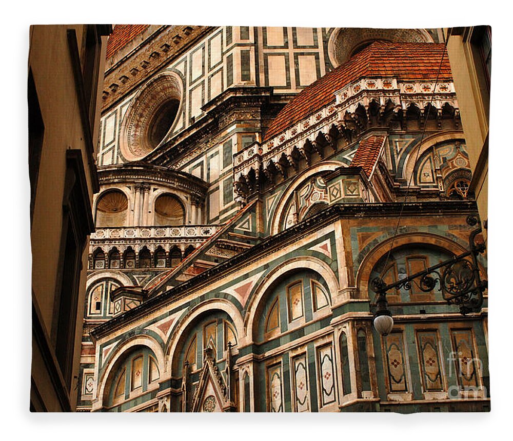  Italy Fleece Blanket featuring the photograph Florence Duomo Detail 1 by Bob Christopher