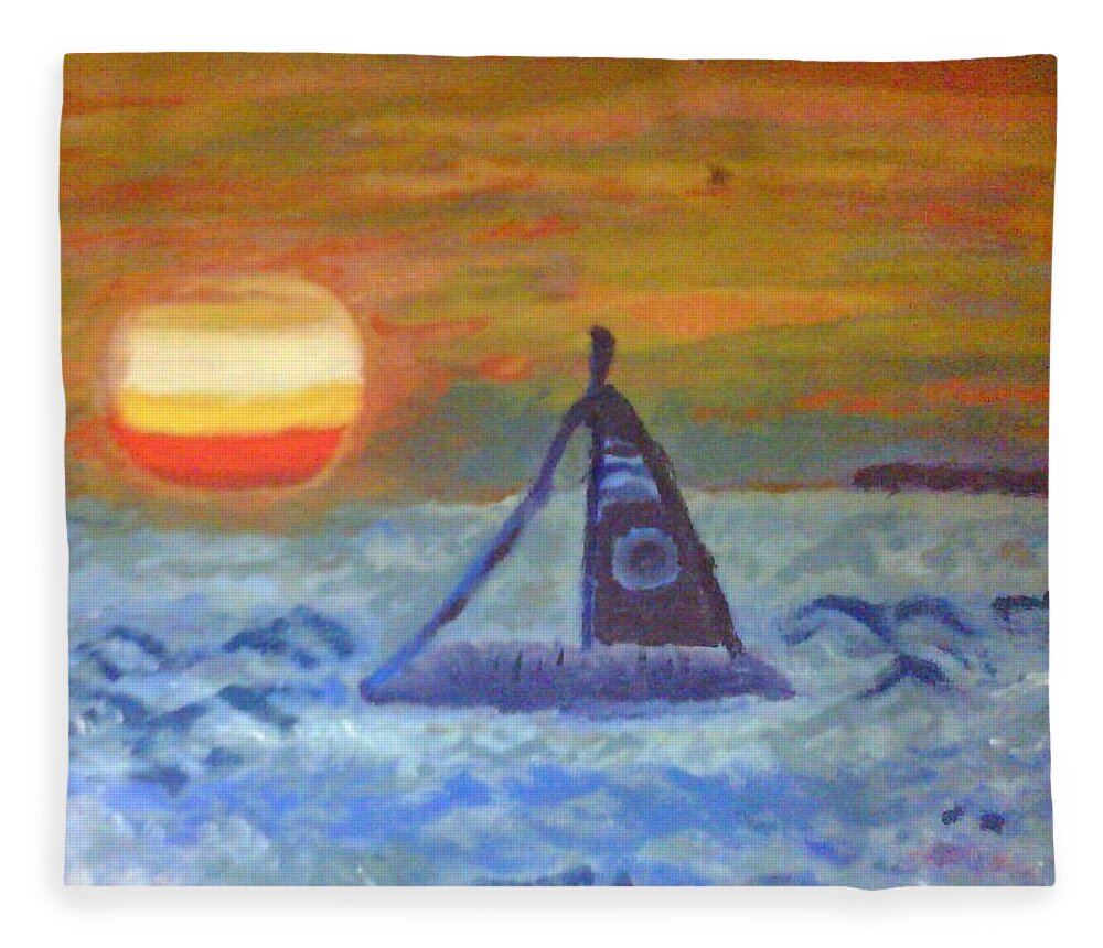 Florida Fleece Blanket featuring the painting Florida Key Sunset by Suzanne Berthier