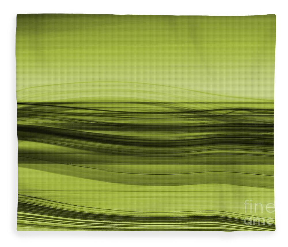 Abstract Fleece Blanket featuring the digital art Flow - Green by Hannes Cmarits