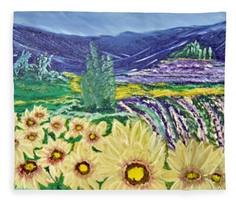 Flowers Fleece Blanket featuring the painting Flowers in August by Suzanne Surber