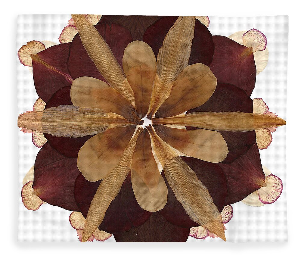 Flower Fleece Blanket featuring the mixed media Flower Mandala 3 by Michelle Bien