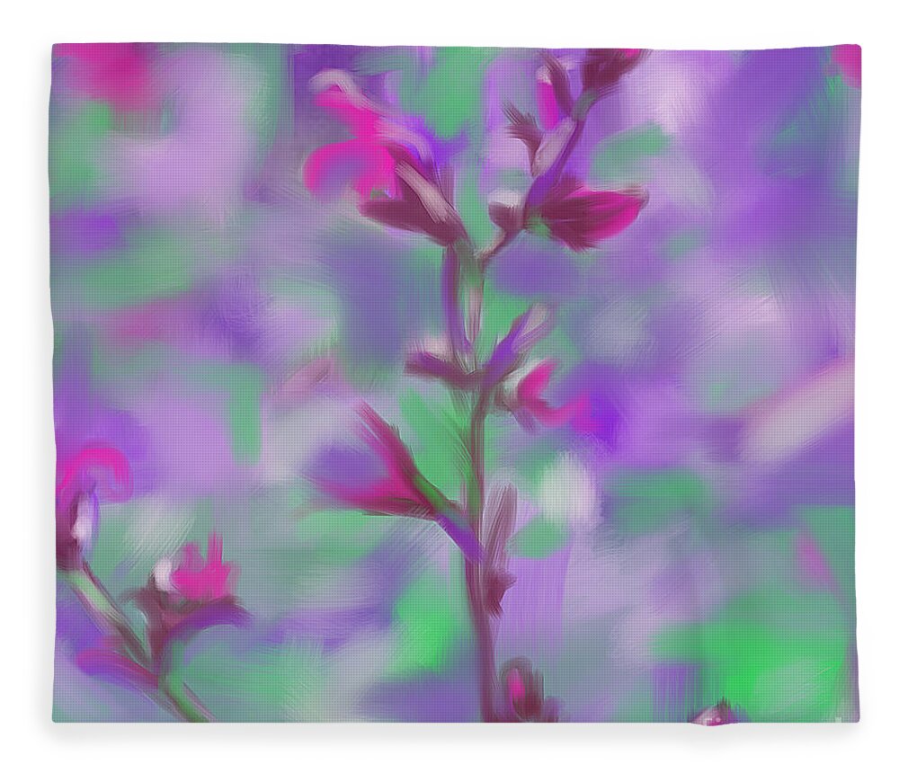 Flower Fleece Blanket featuring the painting Flower power 1 by Go Van Kampen