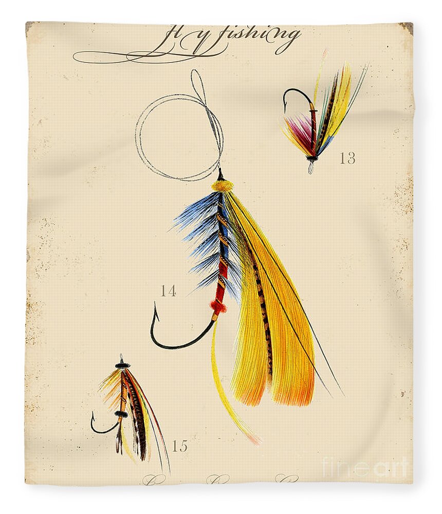 Casting Flies Fleece Blanket featuring the digital art Fly Fishing-JP2098 by Jean Plout
