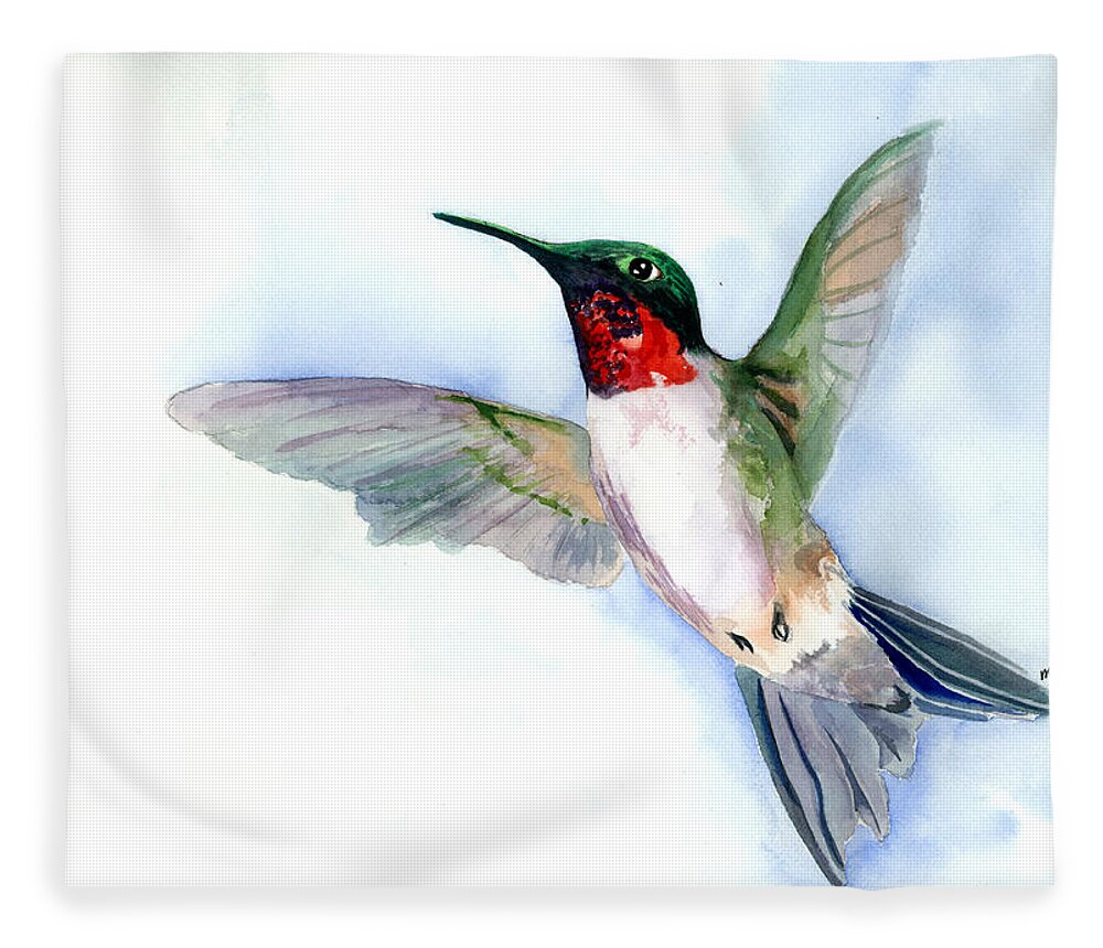 Hummingbird Fleece Blanket featuring the painting Fly Free by Michal Madison