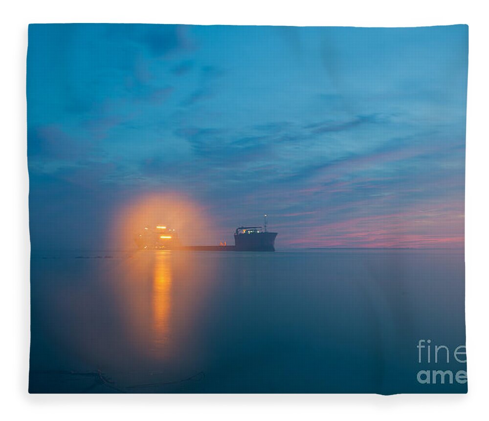 Fog Fleece Blanket featuring the photograph Fog over Charleston Harbor by Dale Powell