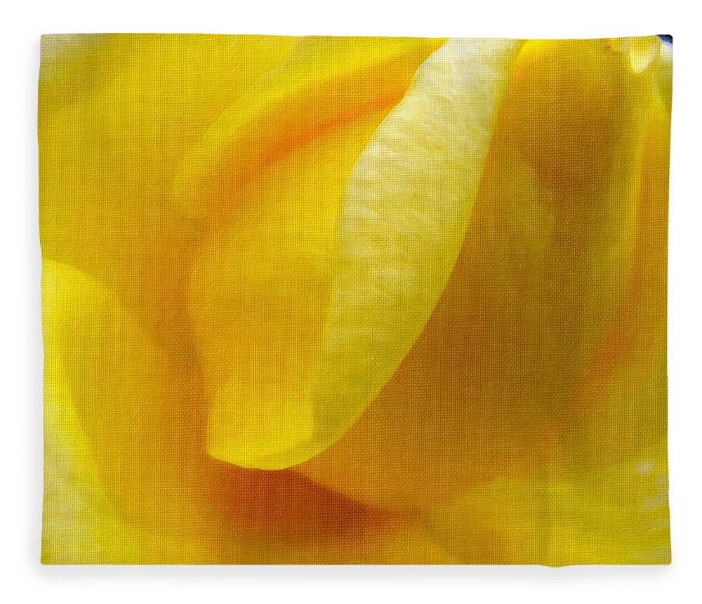 Flower Fleece Blanket featuring the photograph Folds of a Rose - Digital Painting Effect by Rhonda Barrett