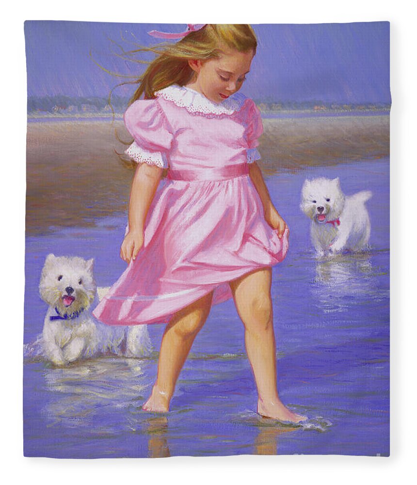 West Highland Terrier Fleece Blanket featuring the painting Follow Me by Candace Lovely