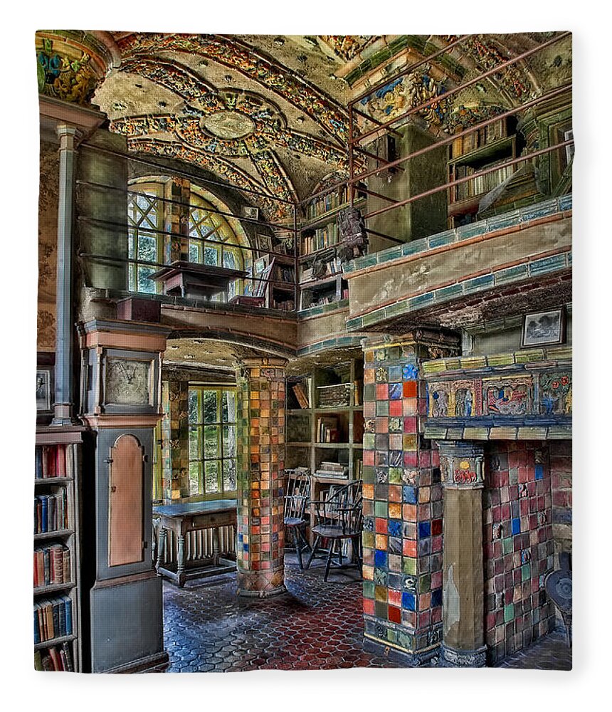 Castle Fleece Blanket featuring the photograph Fonthill Castle Library Room by Susan Candelario