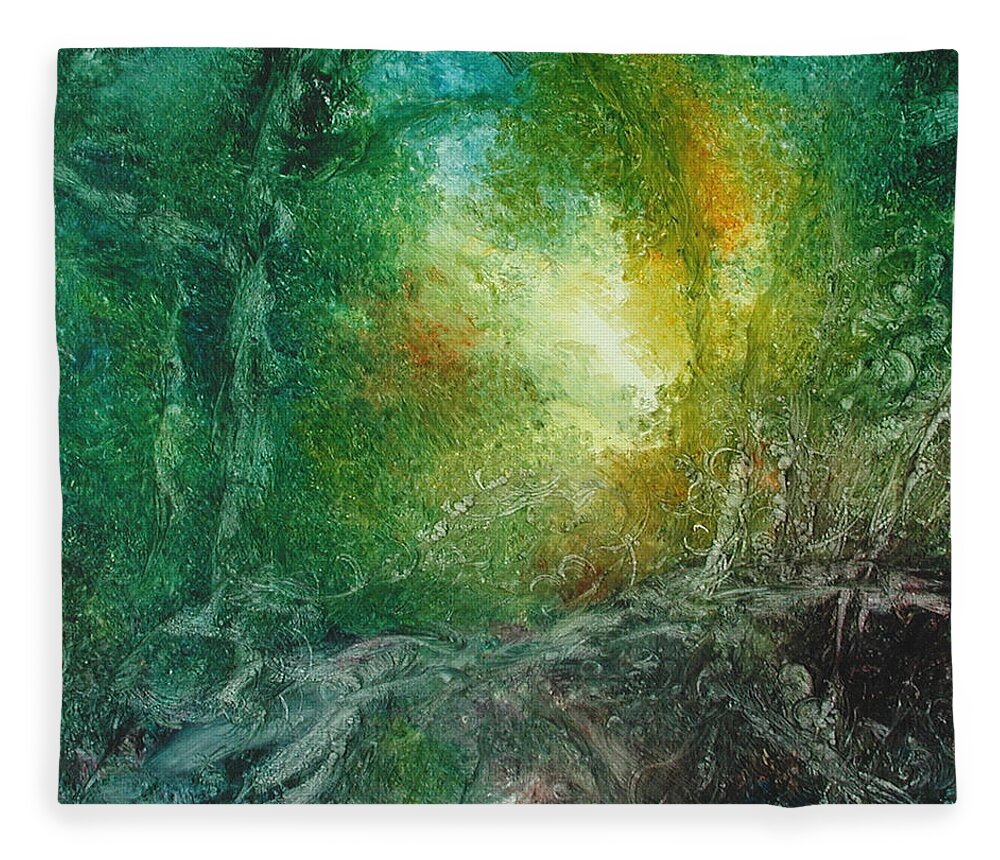 David Ladmore Fleece Blanket featuring the painting Forest Light 27 by David Ladmore