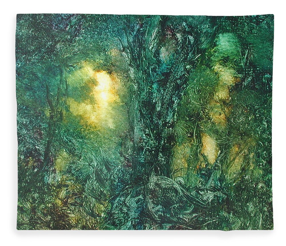 David Ladmore Fleece Blanket featuring the painting Forest Light 28 by David Ladmore