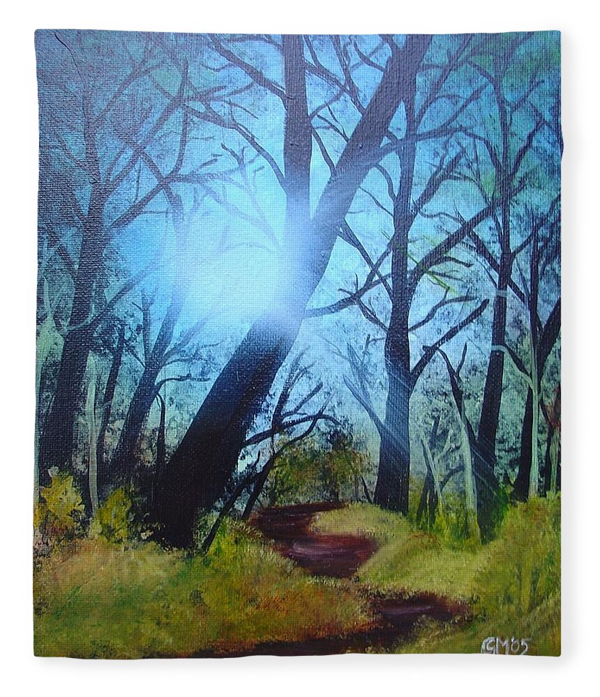 Painting Fleece Blanket featuring the painting Forest Sunlight by Charles and Melisa Morrison