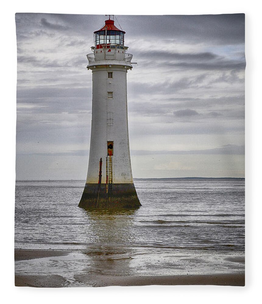 Seascape Fleece Blanket featuring the photograph Fort Perch Lighthouse by Spikey Mouse Photography