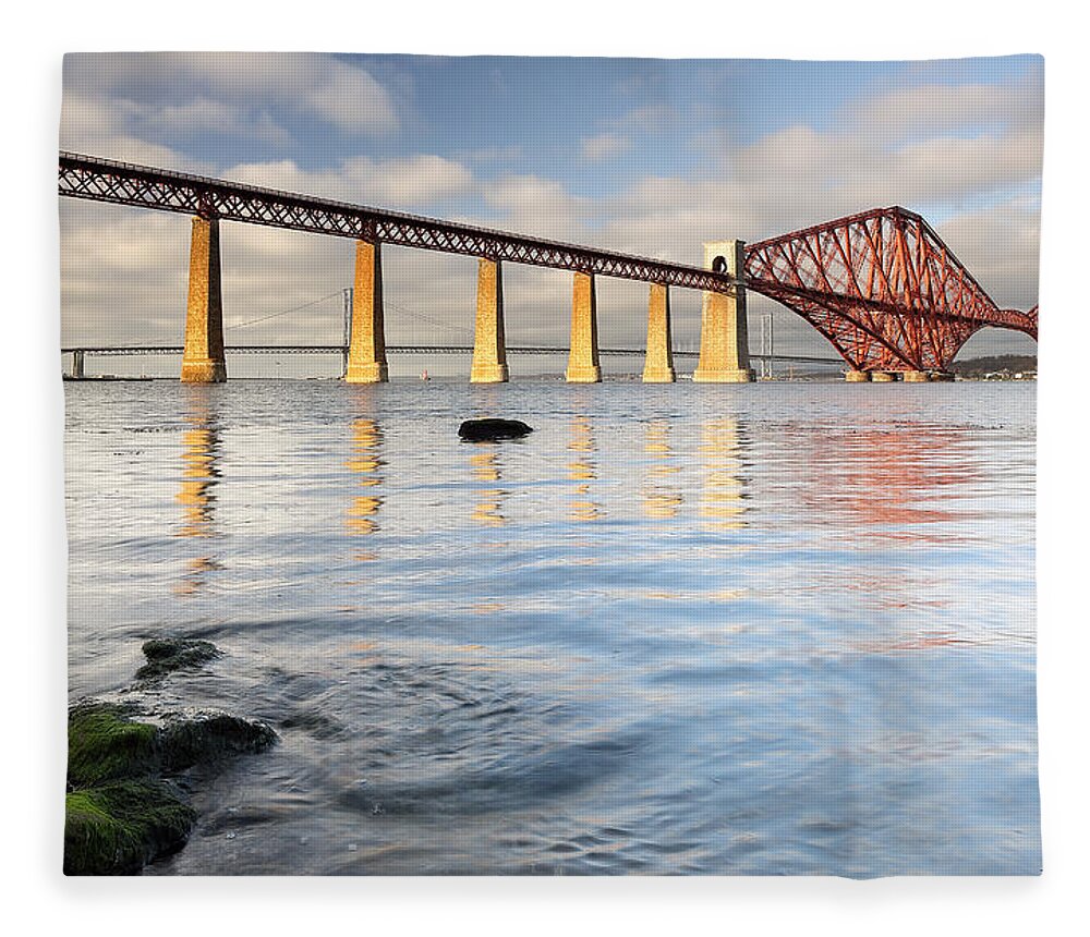 Bridges Fleece Blanket featuring the photograph Forth Railway Bridge by Grant Glendinning