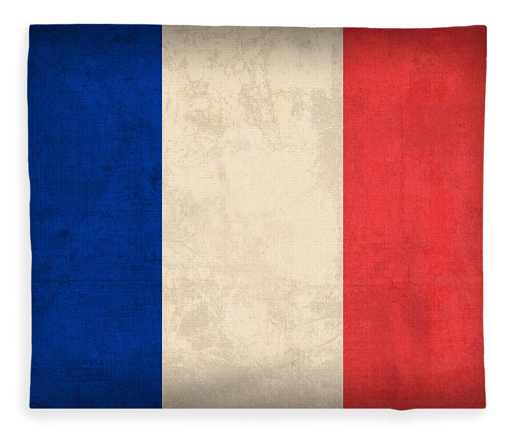 France Flag Paris Marseilles French Europe Fleece Blanket featuring the mixed media France Flag Distressed Vintage Finish by Design Turnpike