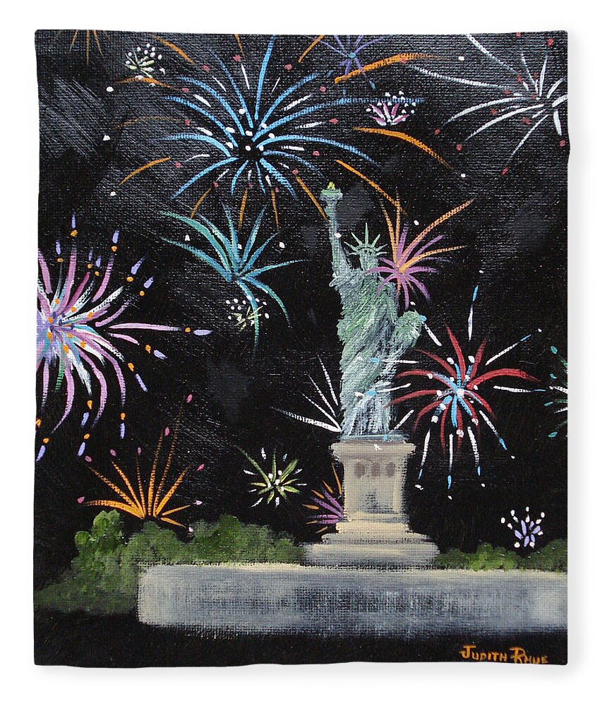 Statue Of Liberty Fleece Blanket featuring the painting Freedom by Judith Rhue