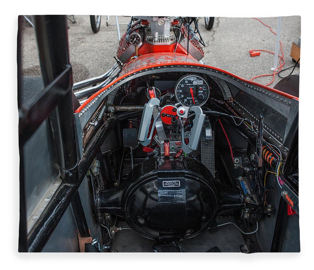Hotrod Fleece Blanket featuring the photograph Front Engine Dragster Cockpit by Todd Aaron