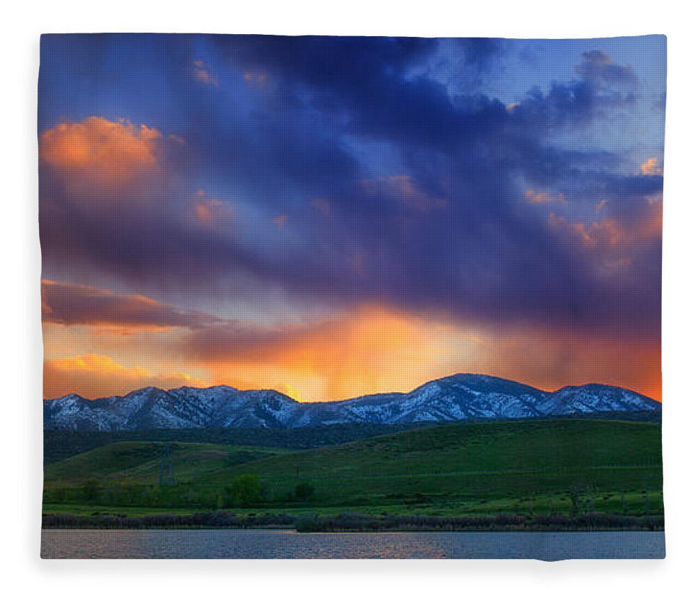 Colorado Fleece Blanket featuring the photograph Front Range Light Show by Darren White