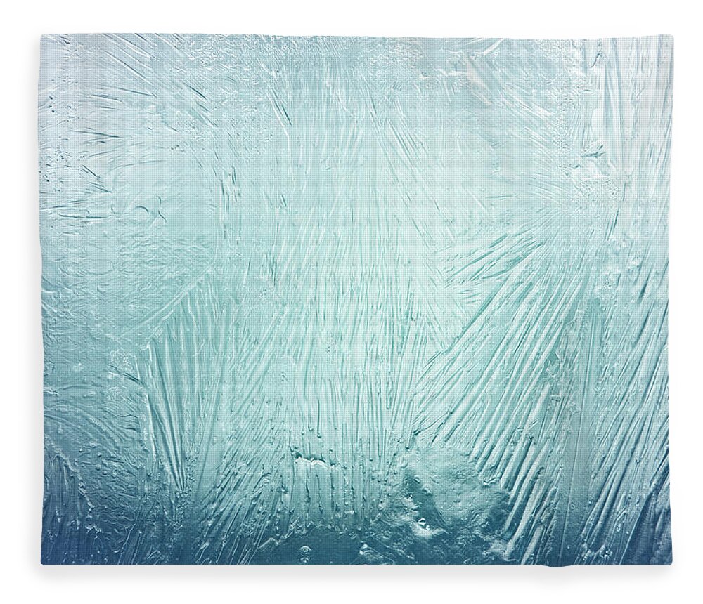 Melting Fleece Blanket featuring the photograph Frozen Window by Drbouz
