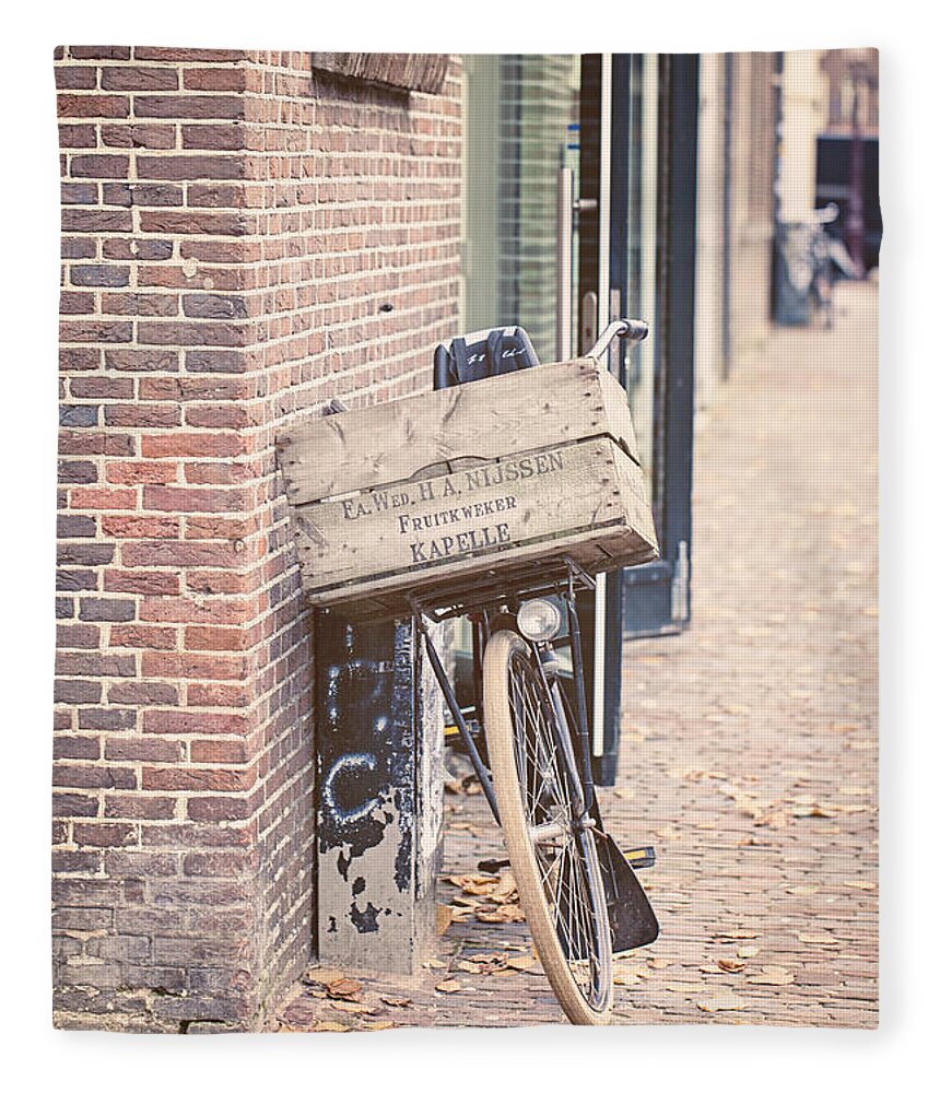 Bicycle Fleece Blanket featuring the photograph Fruitkweker - Amsterdam Bicycle Photography by Melanie Alexandra Price