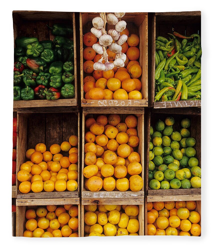 Street Market Fleece Blanket featuring the photograph Fruits And Vegetables In Open-air Market by William H. Mullins