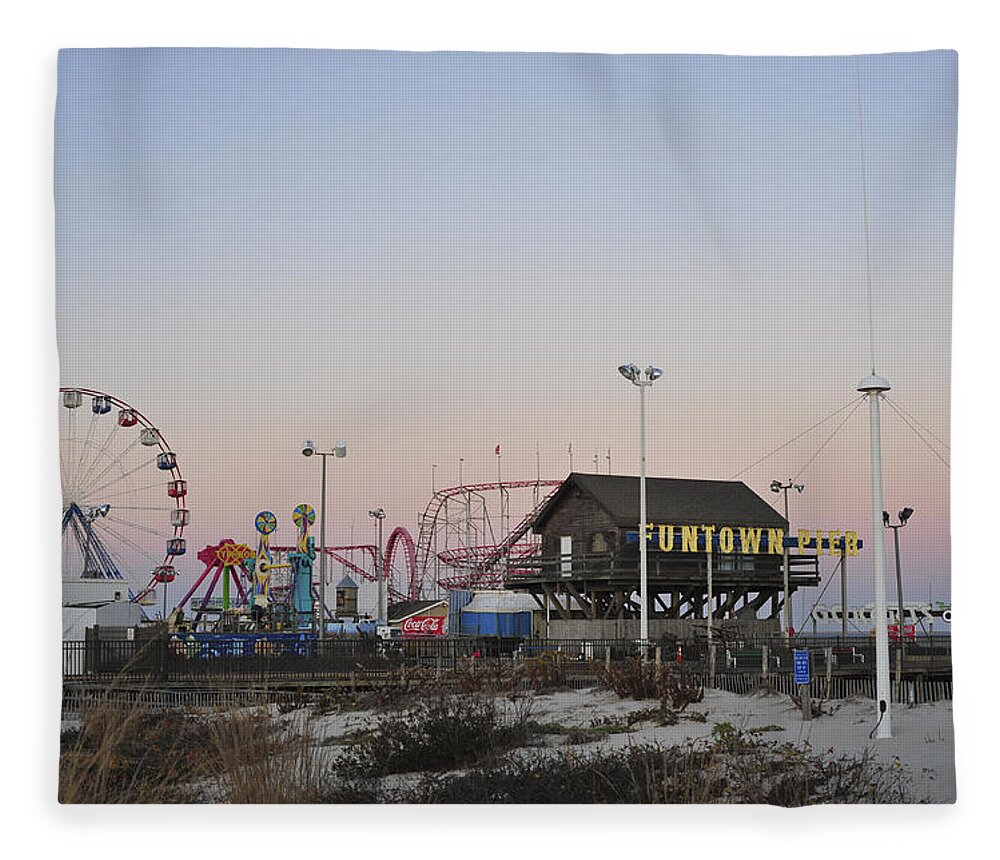 Funtown Pier Fleece Blanket featuring the photograph Fun at the Shore Seaside Park New Jersey by Terry DeLuco