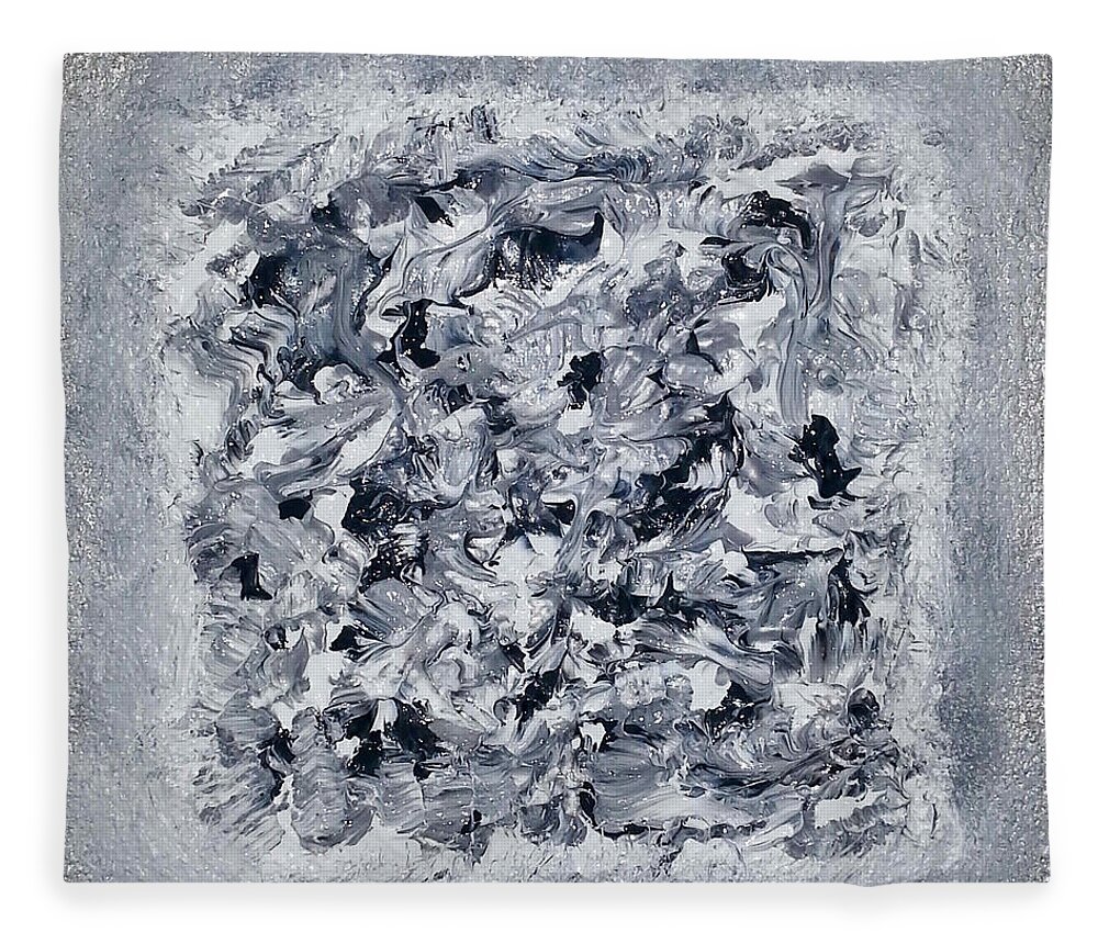 Abstract Painting Fleece Blanket featuring the painting G4 - greys by KUNST MIT HERZ Art with heart