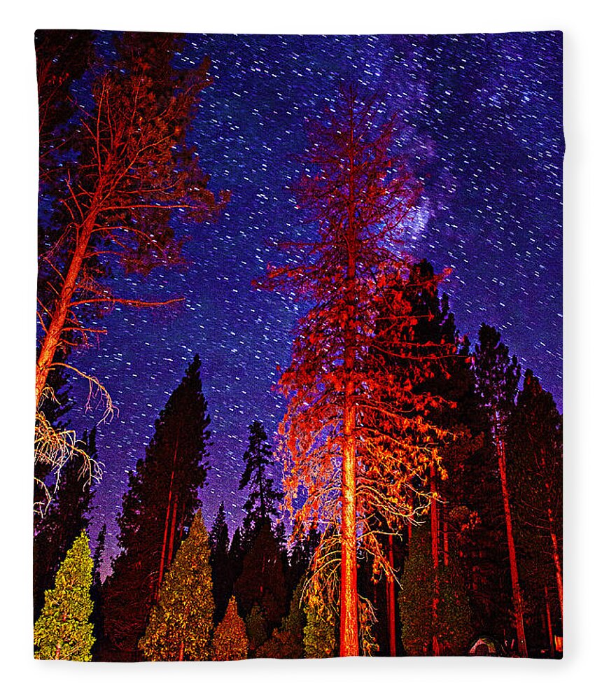 Galaxy Stars By The Campfire At Night Fine Art Nature Photography Photograph Print Fleece Blanket featuring the photograph Galaxy Stars by The Campfire by Jerry Cowart