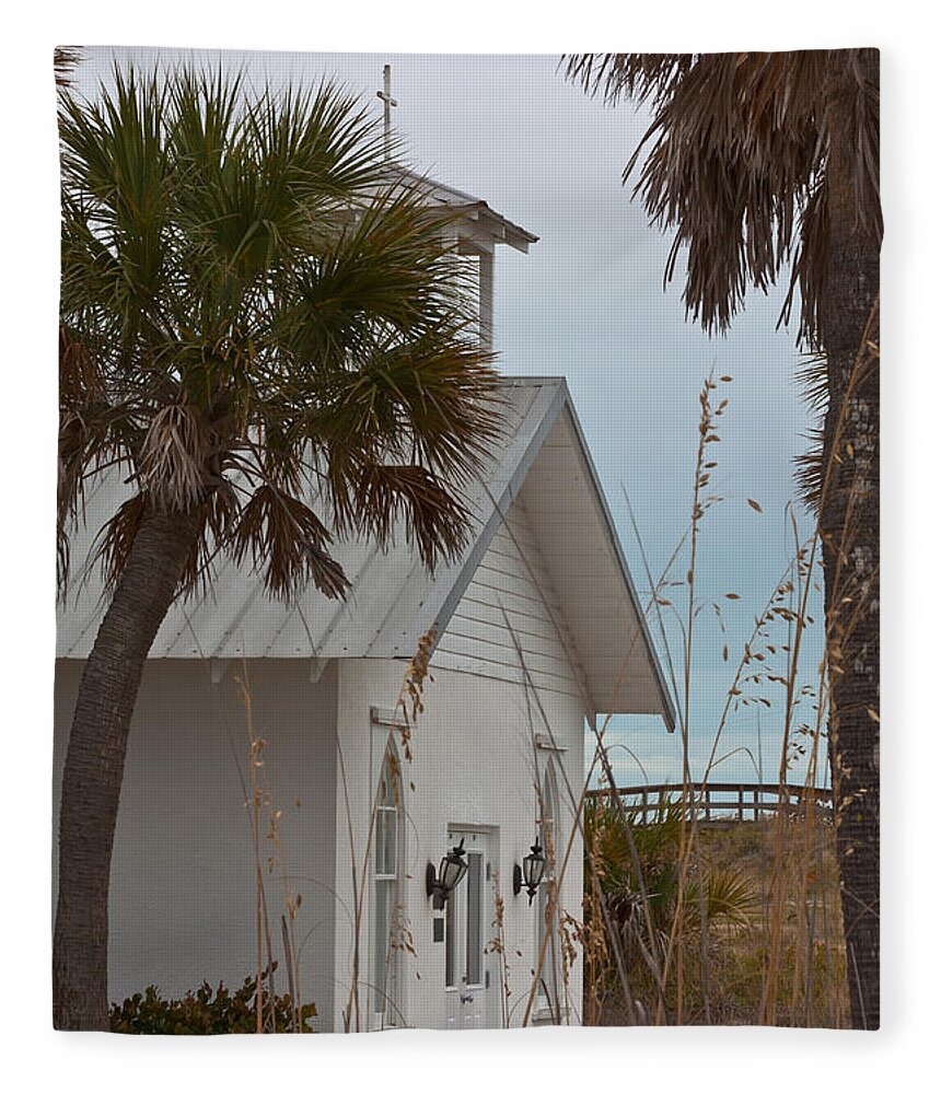 Chapel Fleece Blanket featuring the photograph Gasparilla Island State Park Chapel by Ed Gleichman