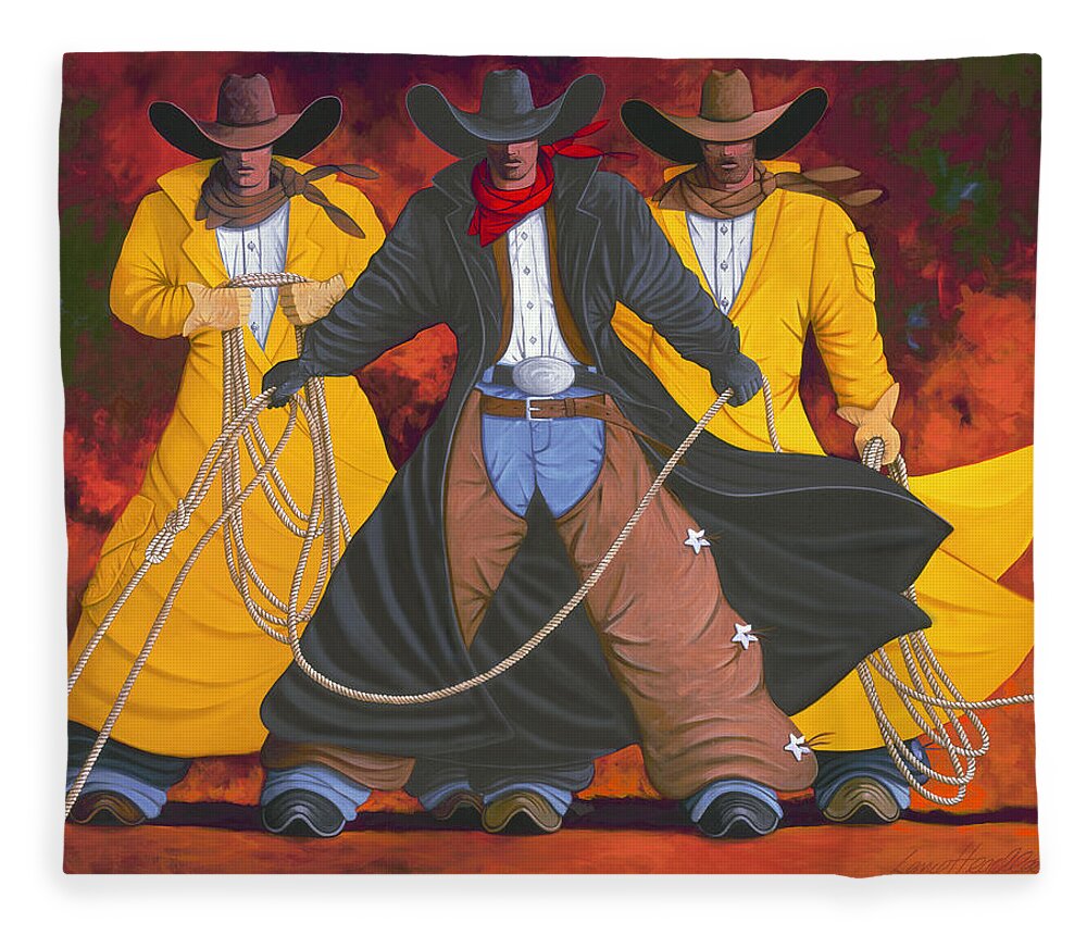 Cowboys Fleece Blanket featuring the painting Good Bad and Ugly by Lance Headlee