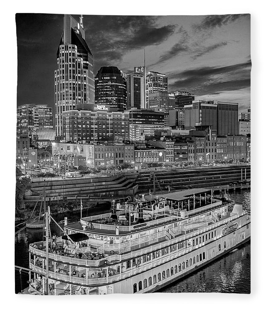 Black And White Fleece Blanket featuring the photograph General Jackson Nashville by Brett Engle