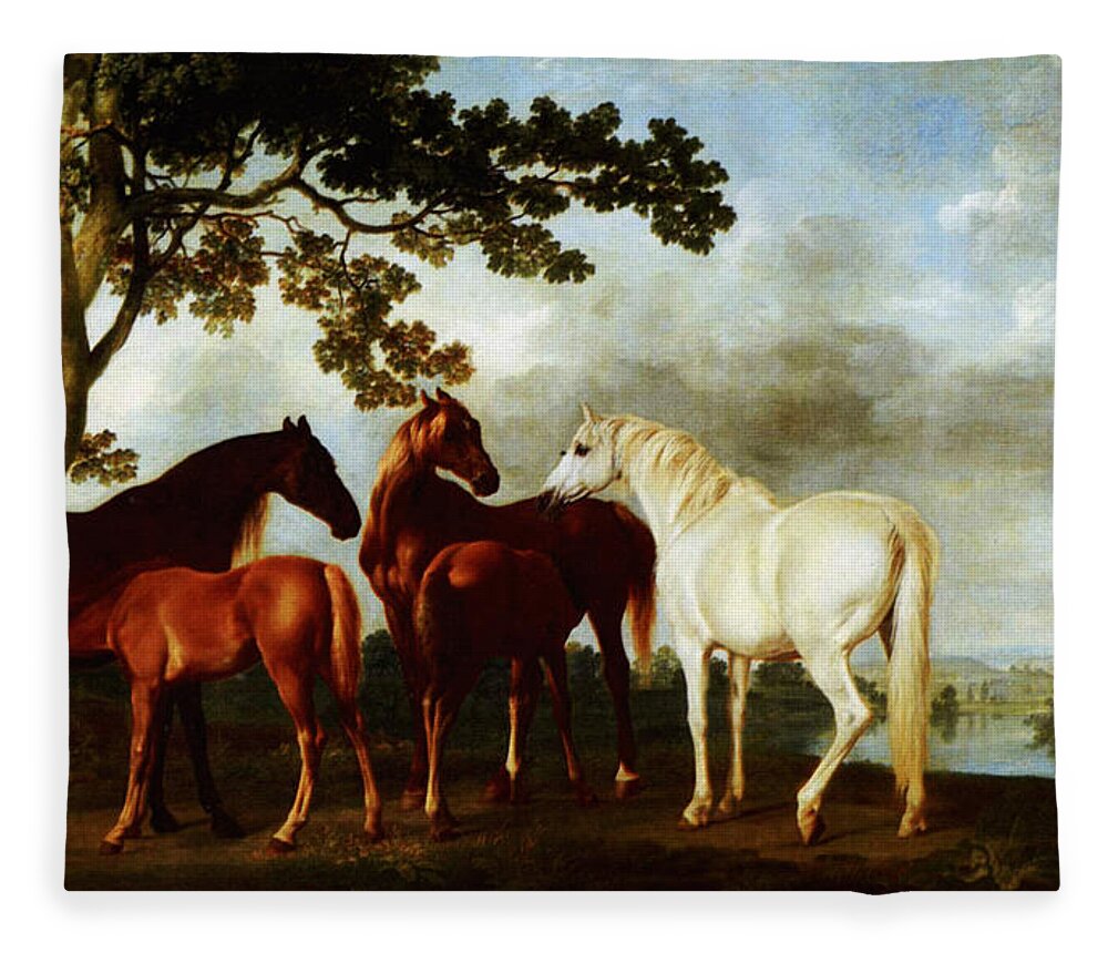 George Stubbs Painting Fleece Blanket featuring the painting Horses by Celestial Images