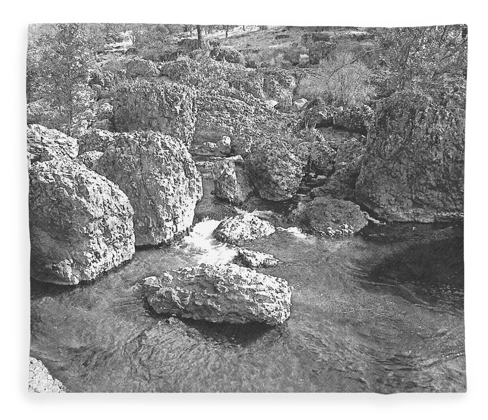  Creek Fleece Blanket featuring the photograph Giant Lava Boulders by Frank Wilson