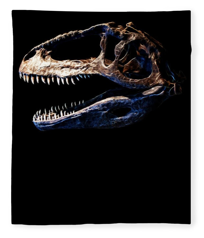 Giganotosaurus Carolinii Skull Fleece Blanket featuring the photograph Giganotosaurus Skull 2 by Weston Westmoreland