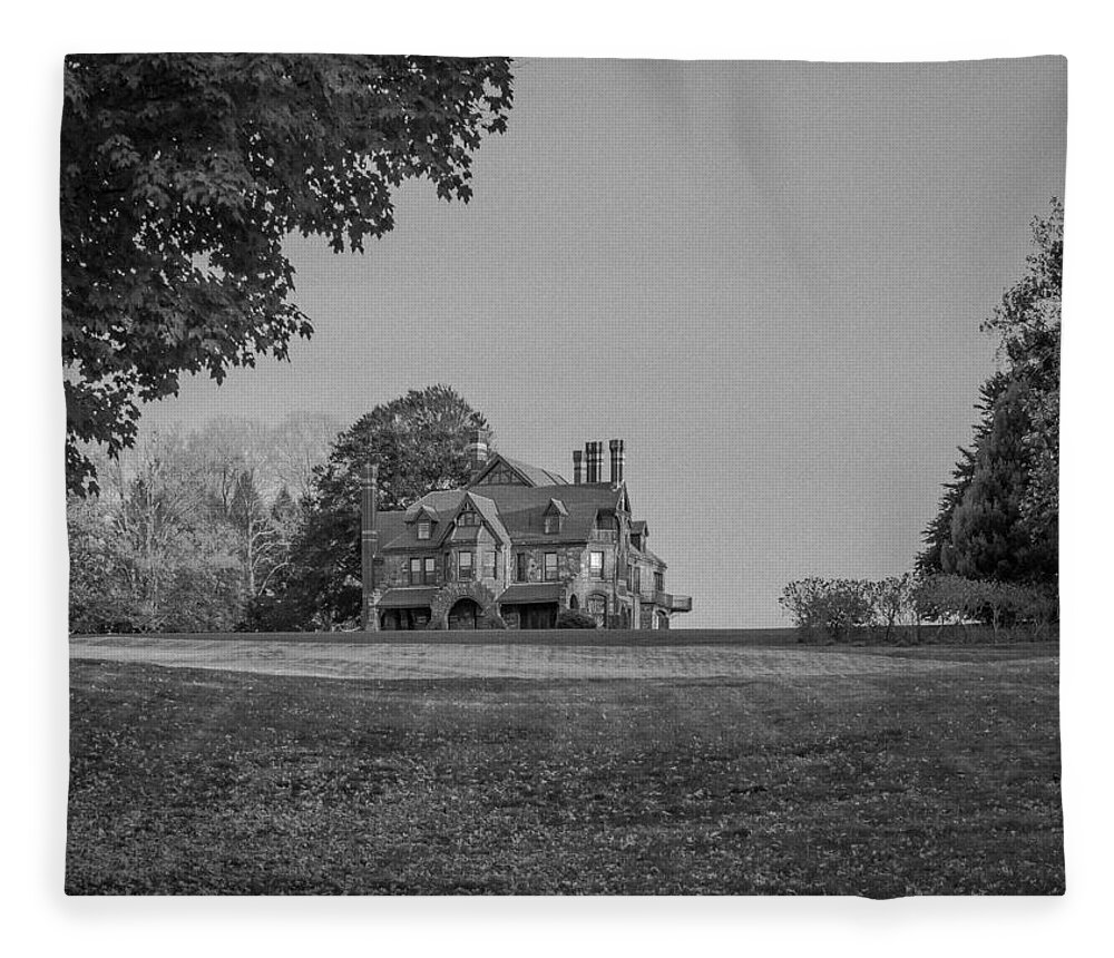 Black And White Fleece Blanket featuring the photograph Gilded Age Mansion by Brian MacLean