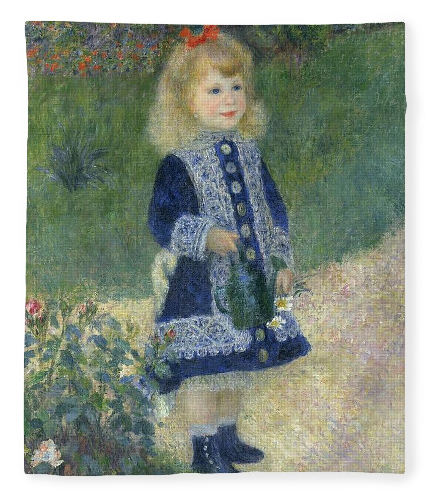 Auguste Renoir Fleece Blanket featuring the painting Girl With A Watering Can by Auguste Renoir
