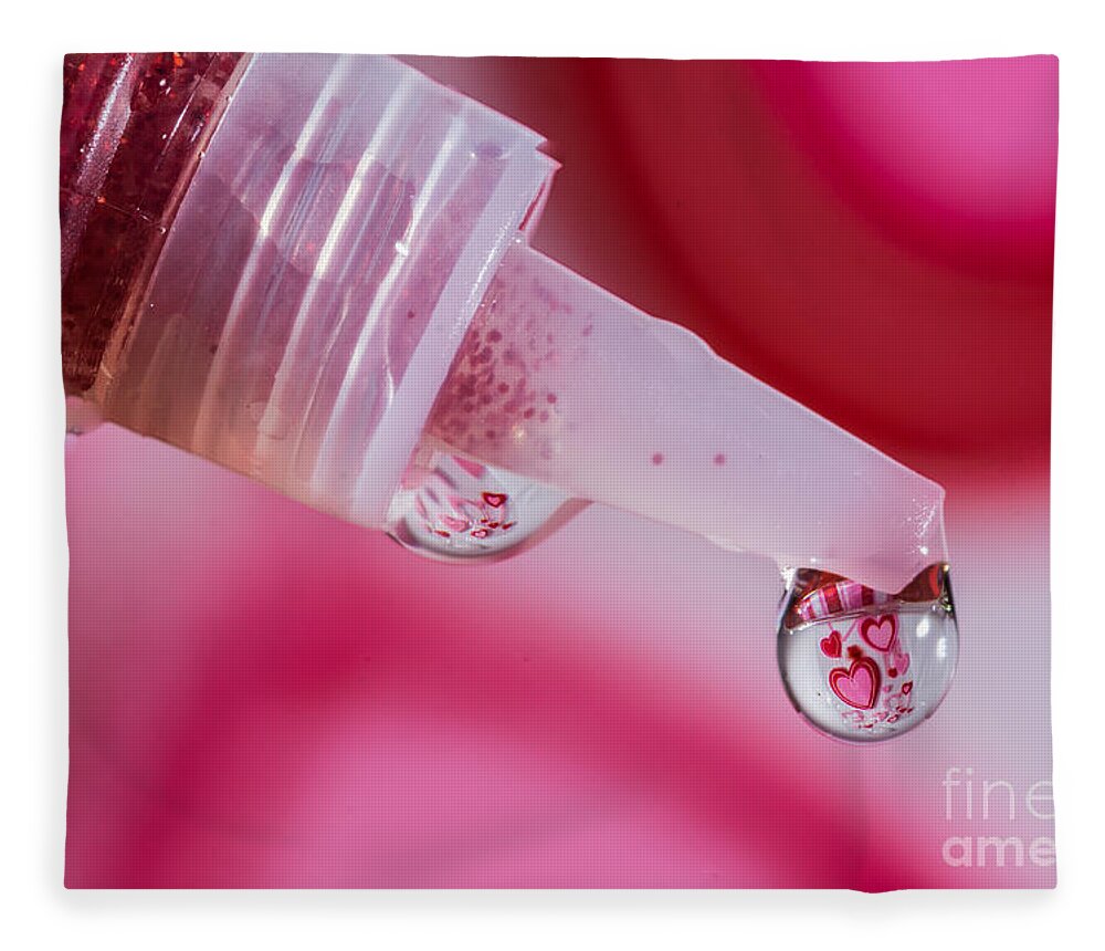 Water Drop Fleece Blanket featuring the photograph Glitter Love Drop by Alissa Beth Photography