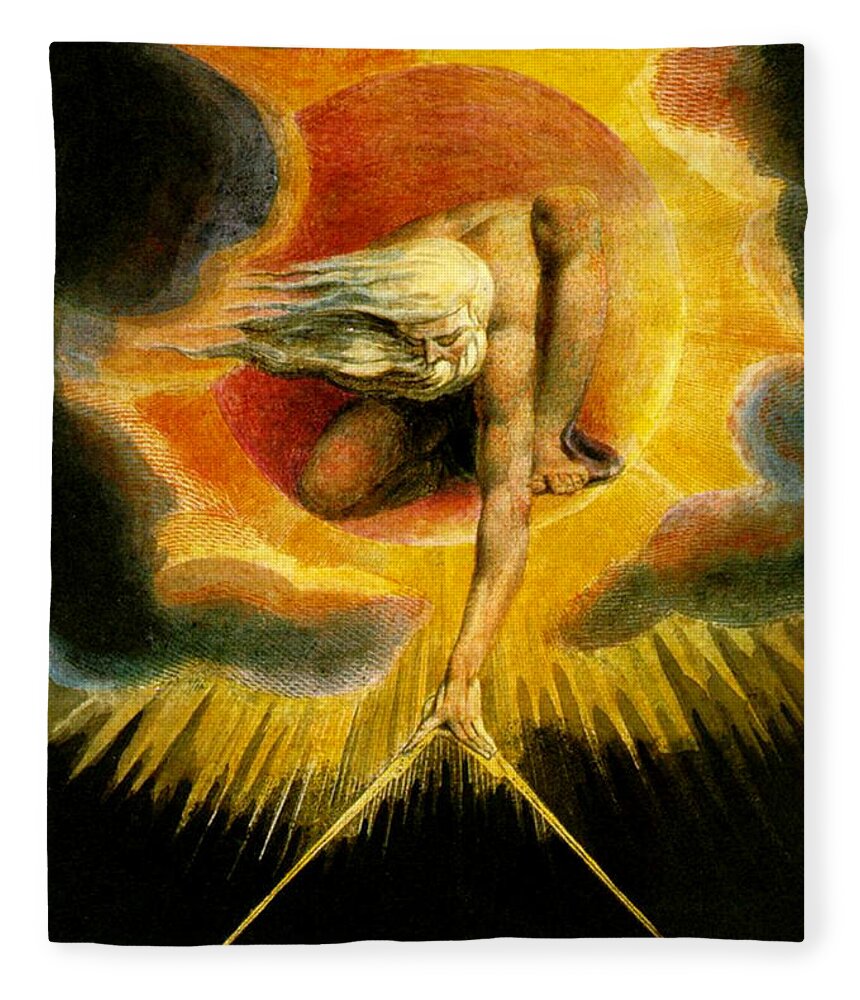 Romanticism Fleece Blanket featuring the painting God As Architect by William Blake