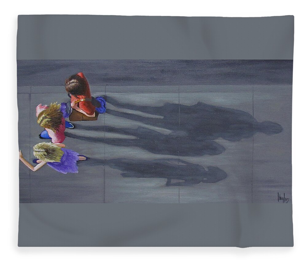 Street Scene Fleece Blanket featuring the painting Going Shopping by Kevin Hughes