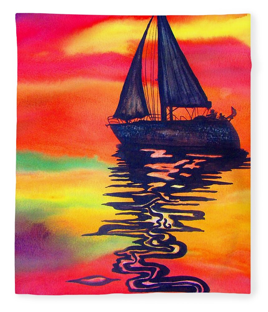 Sailing Fleece Blanket featuring the painting Golden Dreams by Lil Taylor