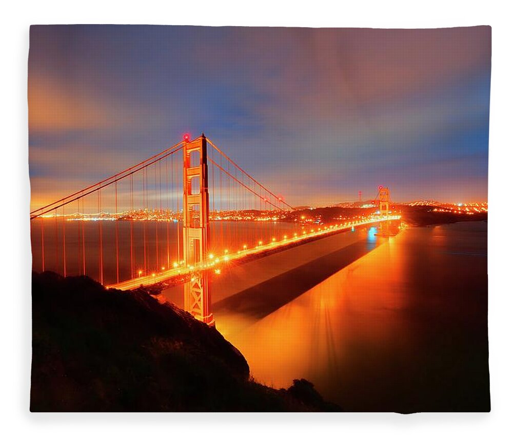 San Francisco Fleece Blanket featuring the photograph Golden Gate Bridge by Photography By Steve Kelley Aka Mudpig