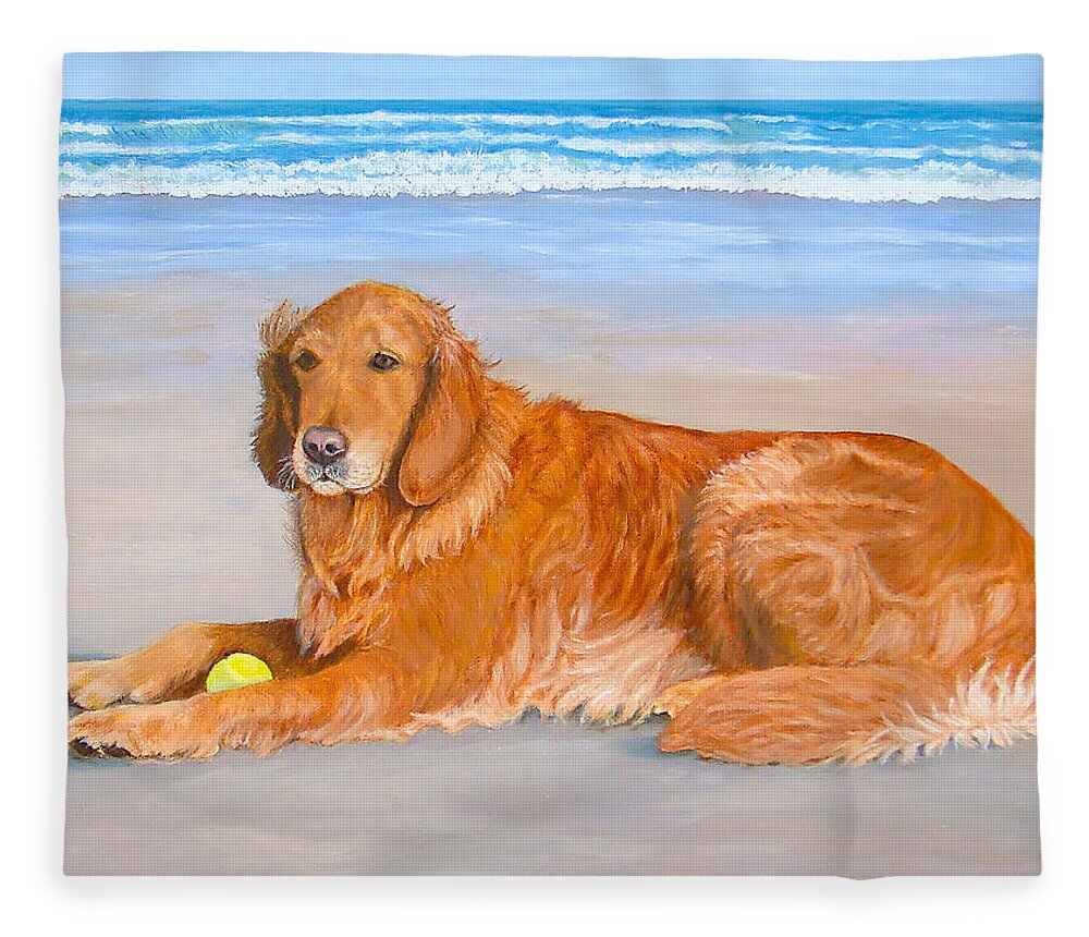 Golden Retriever Fleece Blanket featuring the painting Golden Murphy by Karen Zuk Rosenblatt